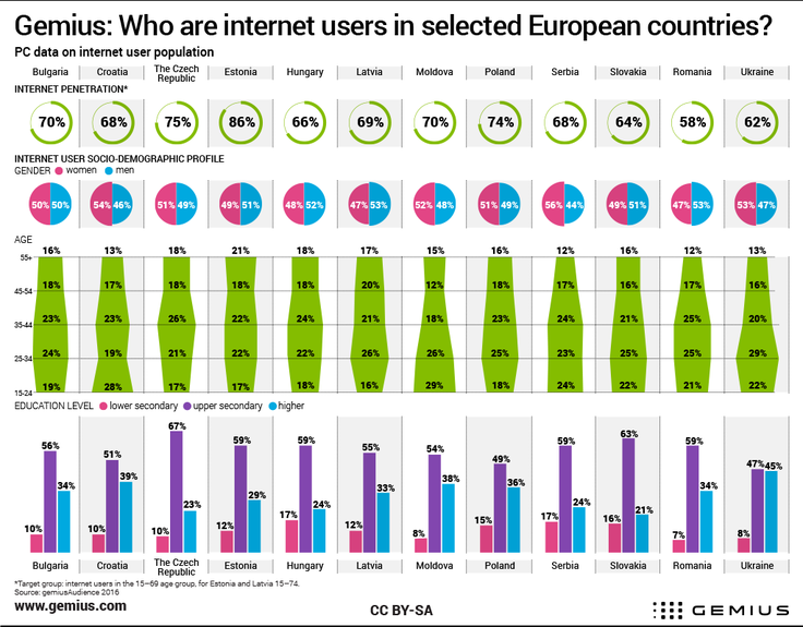 ČR má nejvyšší podíl uživatelů starších 35 let v regionu CEE