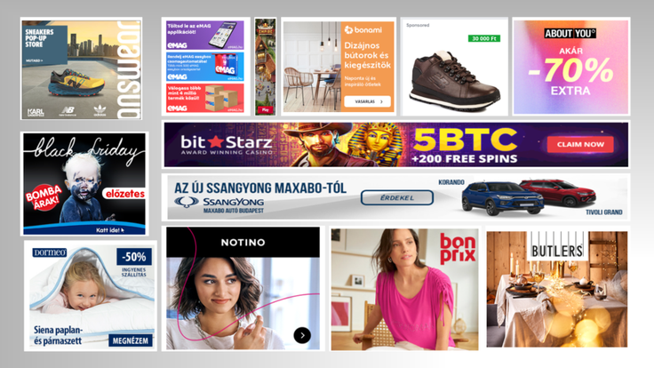 Hazai és külföldi online reklámmegjelenések (Ad Contacts) aránya (2022)